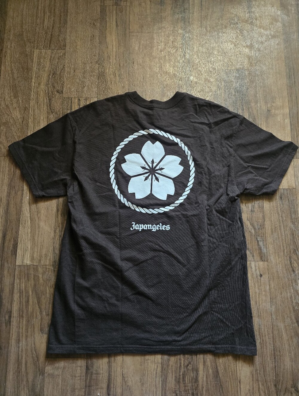 Japangeles T-Shirt Cherry Blossom Graphic Print Brown Sz L